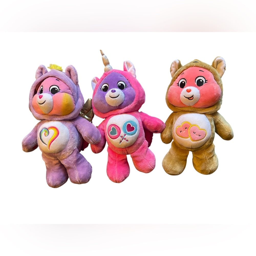 Care Bears Hoodie Friends Collector Set (3) Love-a-Lot, Share, togetherness bear